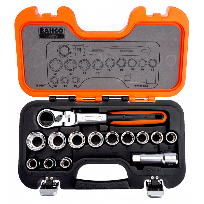 ZESTAW KLUCZY NASADOWYCH SPLINE PRZELOTOWYCH Z AKCESORIAMI 10-24mm (14 el.), BAHCO - 2