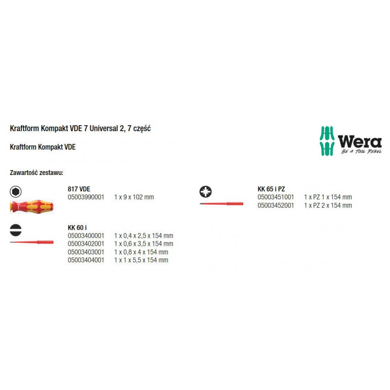 ZESTAW WKRĘTAKÓW IZOLOWANYCH VDE KRAFTFORM KOMPAKT 7 UNIVERSAL 2 (7 el.), WERA - 2