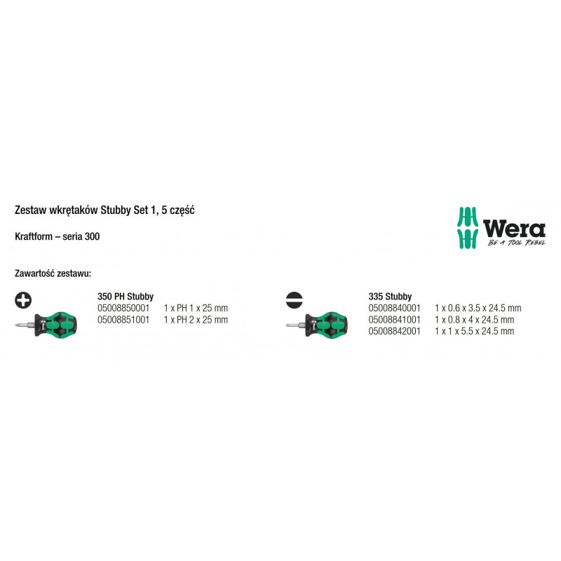 ZESTAW WKRĘTAKÓW KRÓTKICH STUBBY SET 1, WERA - 2