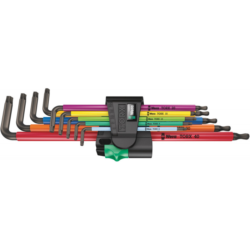 ZESTAW KLUCZY TRZPIENIOWYCH TORX DŁUGICH MULTICOLOUR 967/9 TX XL T8-T40 (9 szt.), WERA - 1