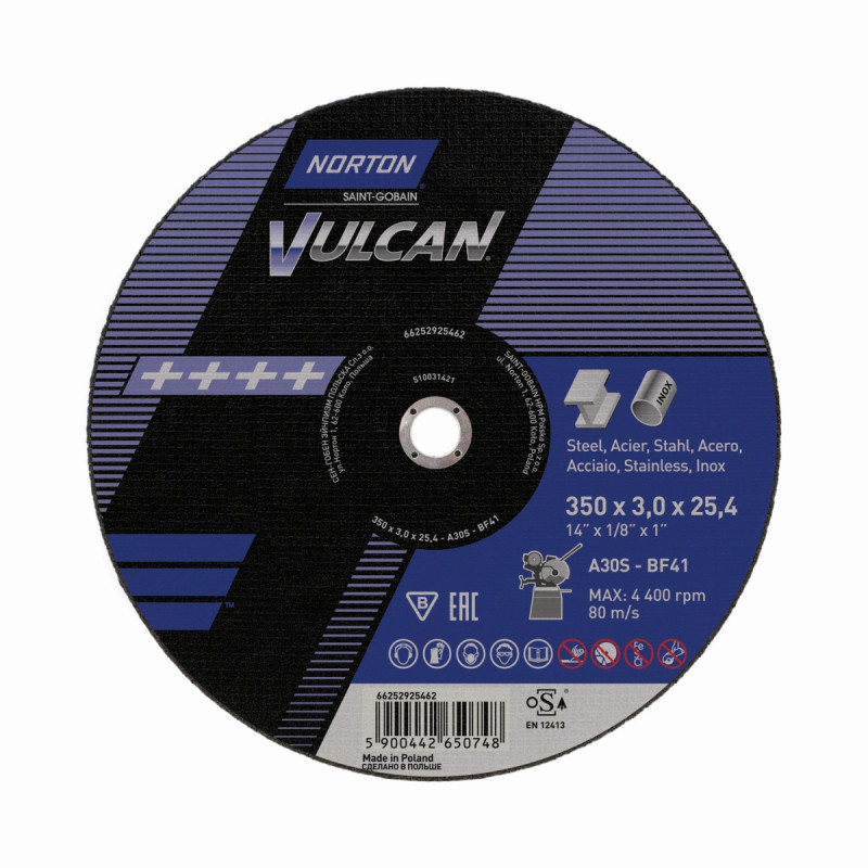 TARCZA DO CIĘCIA VULCAN A30S-BF41 350x3.0x25.4mm, NORTON - 1