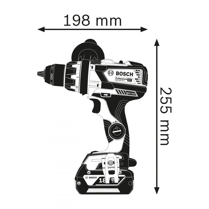 WIERTARKO-WKRĘTARKA AKUMULATOROWA GSR 18V-110 C 2x5.0Ah L-BOXX, BOSCH - 2