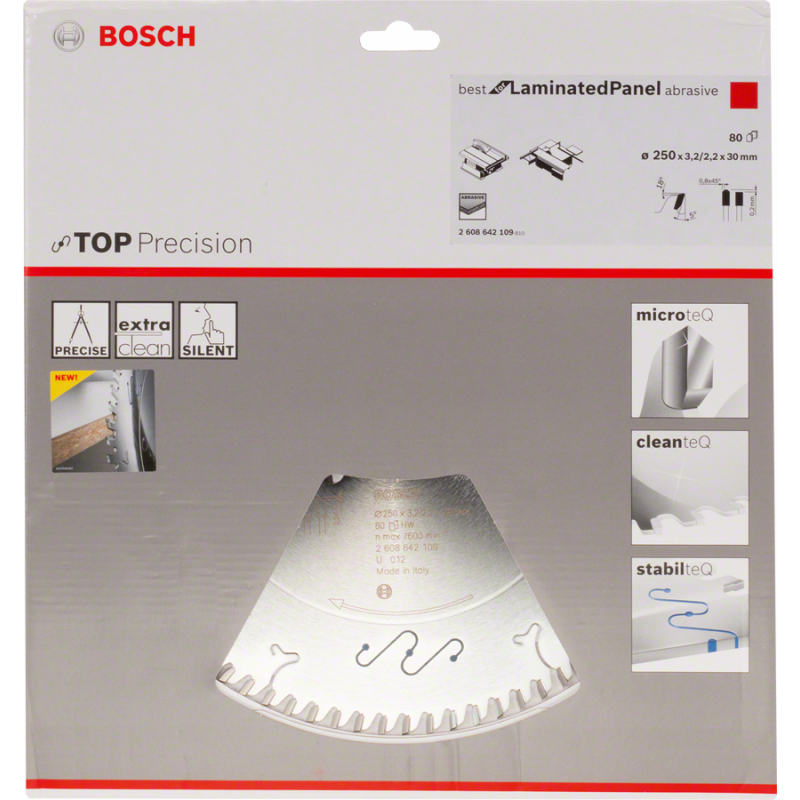 TARCZA PILARSKA BEST FOR LAMINATED PANEL ABRASIVE TOP PRECISION 80 ZĘBÓW 250x3.2x30mm, BOSCH - 2